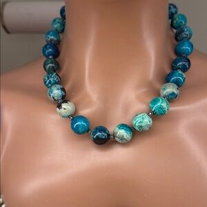 Vintage Lucas Lameth Sterling Stone Bead Necklace